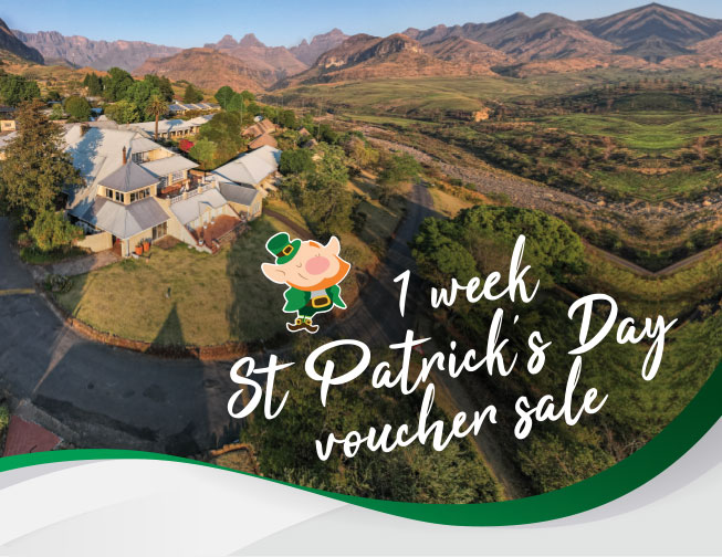 St Patrick's Day Special arial view of Cathedral Peak Hotel