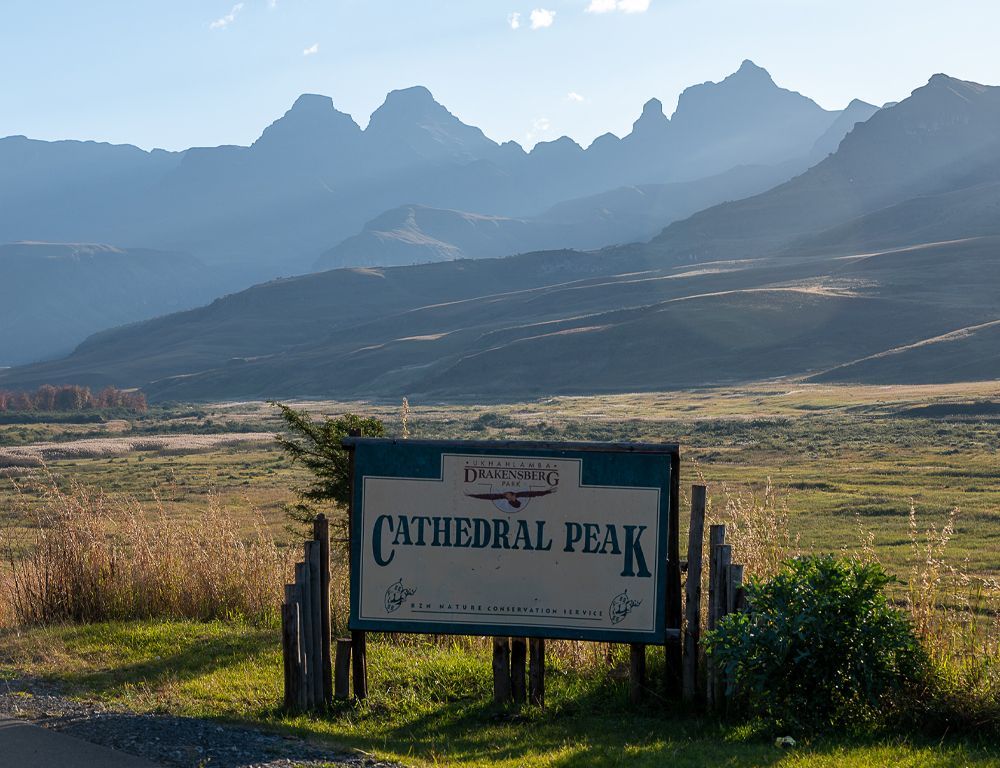 Cathedral Peak road sign